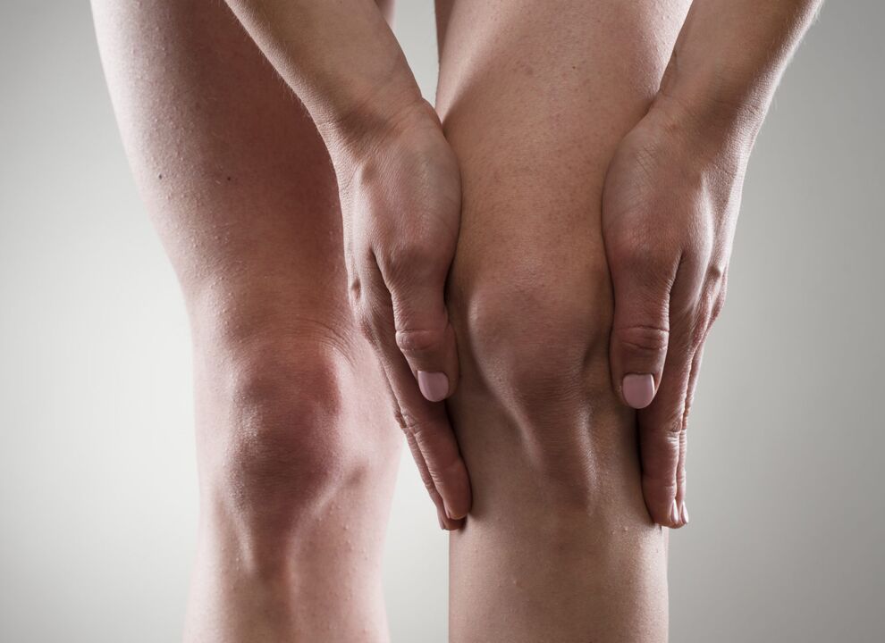 Arthrose des Kniegelenks, die sich in Schmerzen und Steifheit äußert
